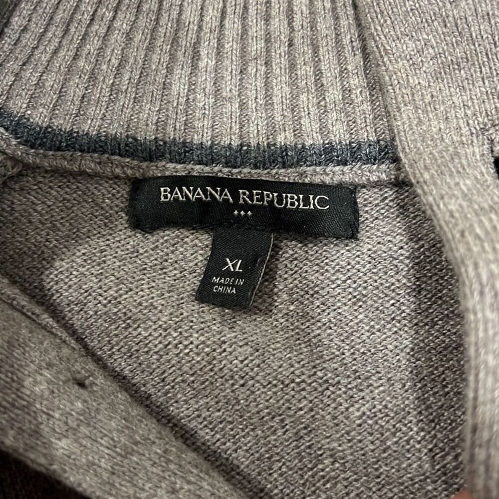 Banana‎ Republic Men’s Brown Taupe Quarter Button Sweater Size XL - Picture 2 of 5